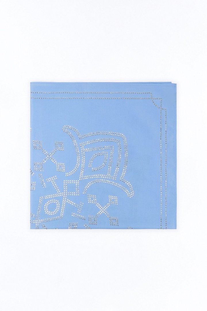 Rhinestone Cross Graphic Large Bandana - Light Blue