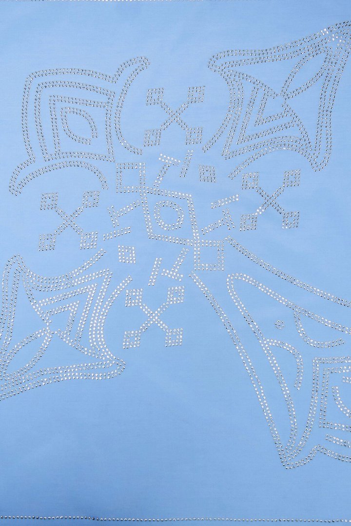 Rhinestone Cross Graphic Large Bandana - Light Blue