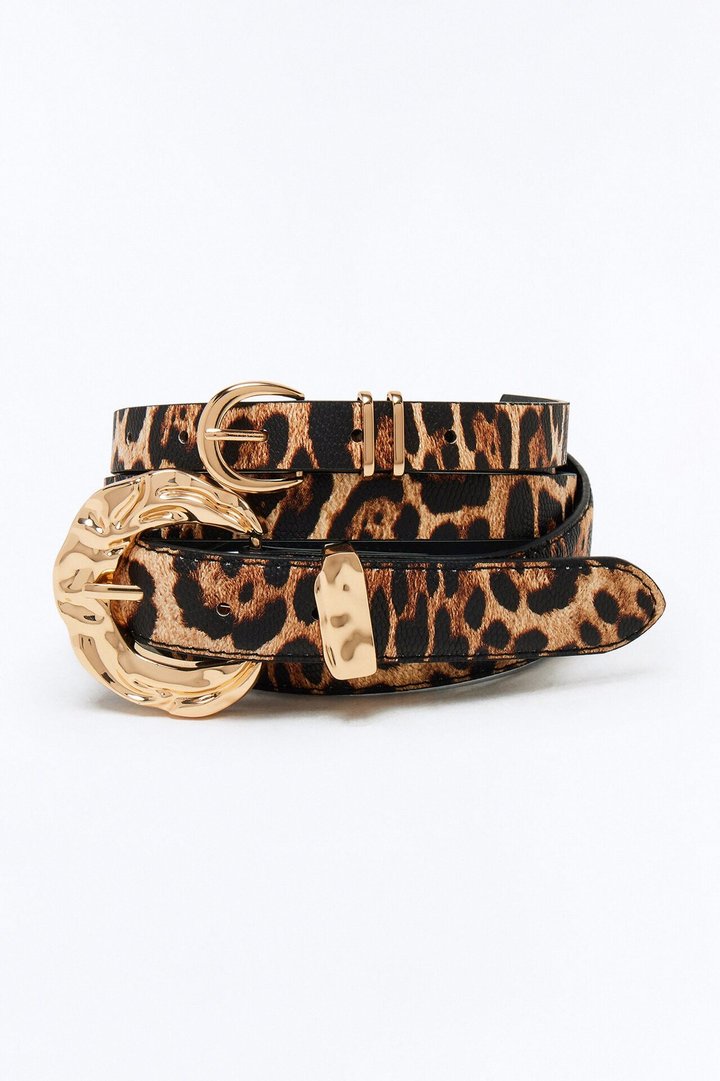 Catch Me Twice Faux Leather Belt Set - Leopard