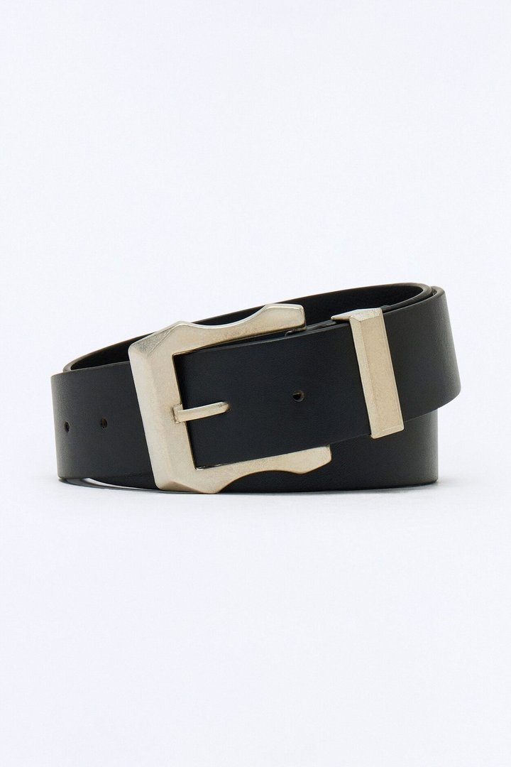 Work On It Faux Leather Belt - Silver/Black