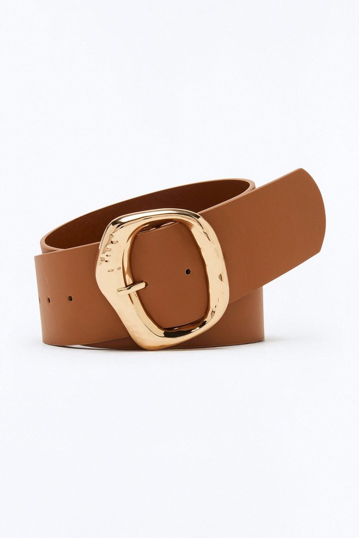 Turn Around Wide Faux Leather Belt - Brown