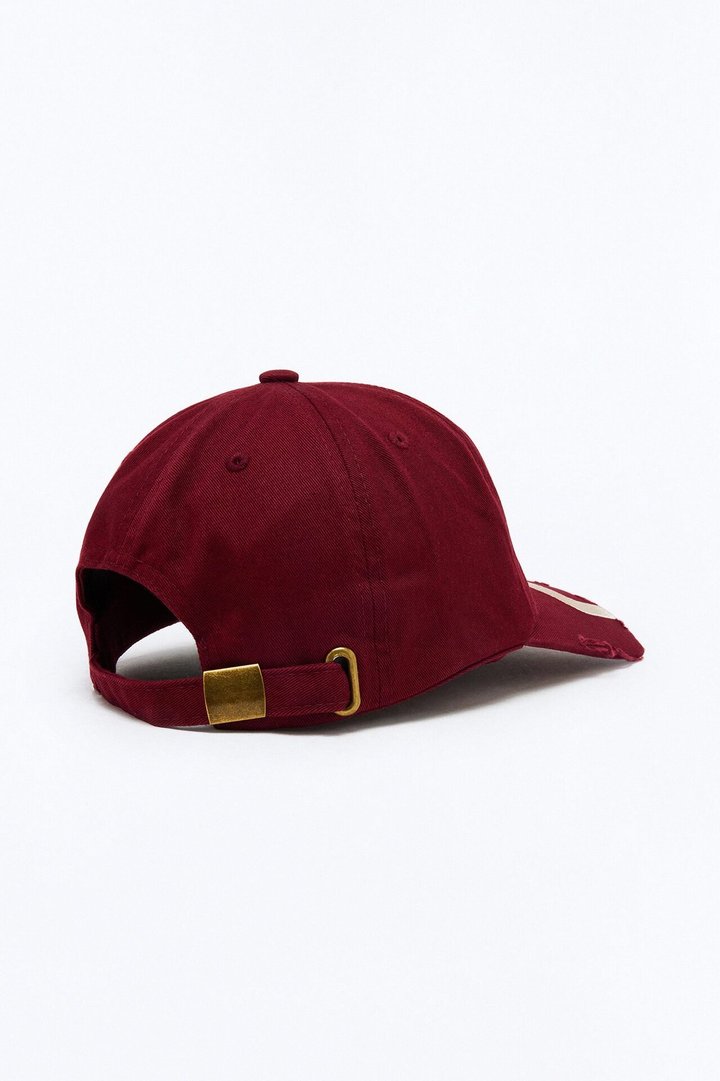 Graphic Shortened Brim Baseball Hat - Burgundy