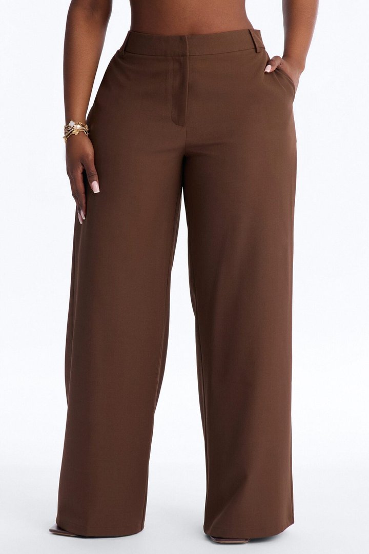 The Perfect Low Rise Wide Leg Trouser Pant 33″ - Chocolate