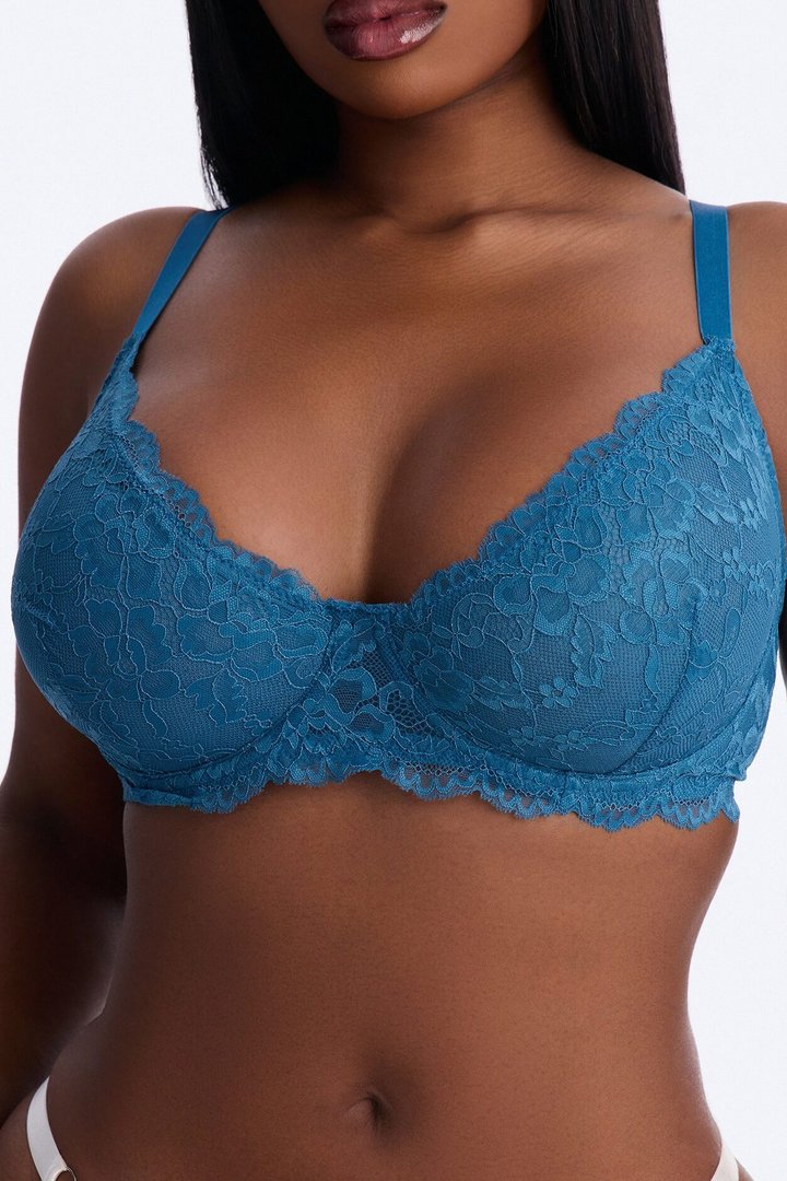 Nova Lace Unlined Bra - Teal