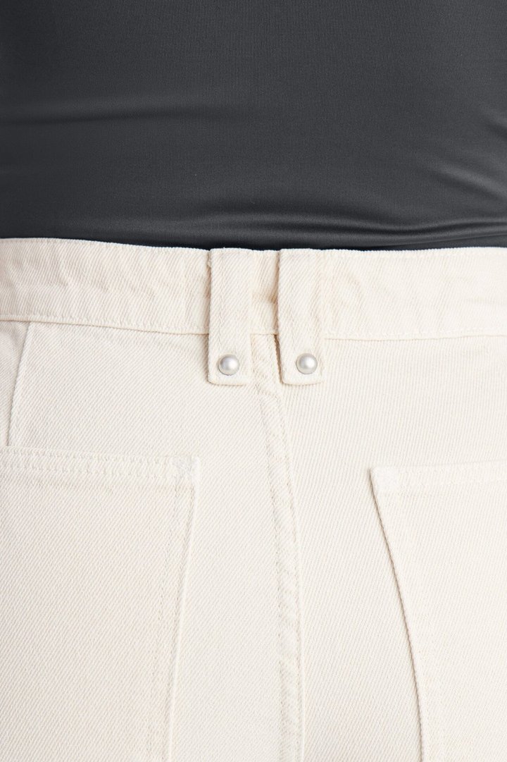 Carolina High Rise Denim Shorts - Cream