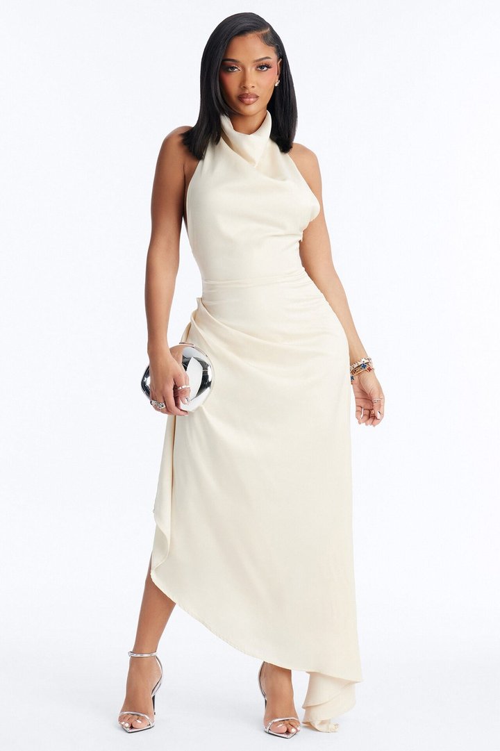 Stella Sleeveless Satin Maxi Dress - Cream