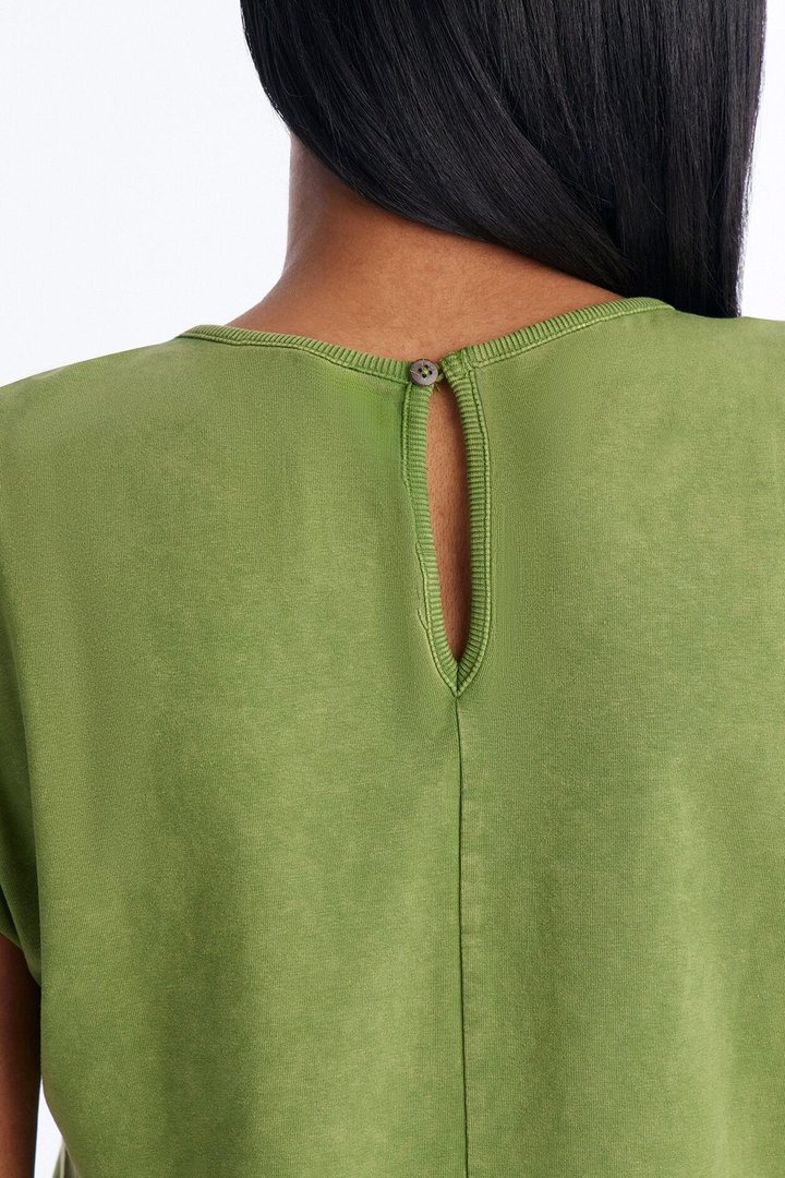 The Washed Cap Sleeve Romper - Sage