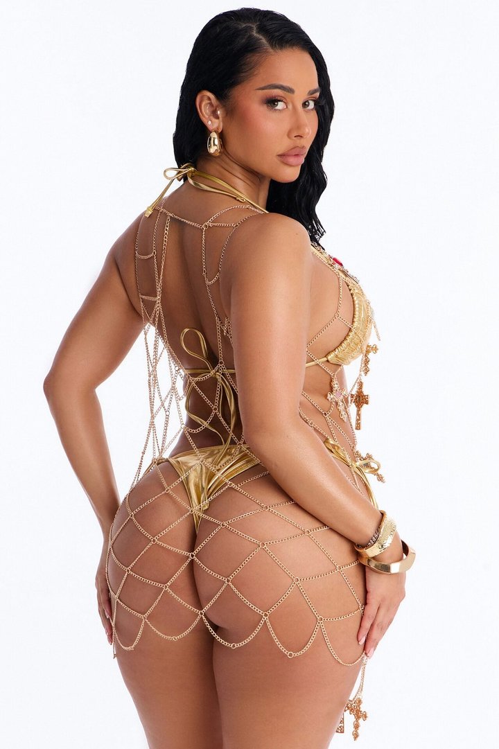 Keep Dancing Coverup Dress - Gold