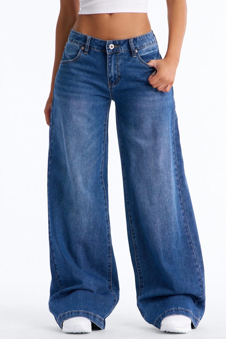 Rubie Non Stretch Wide Leg Jeans - Dark Wash