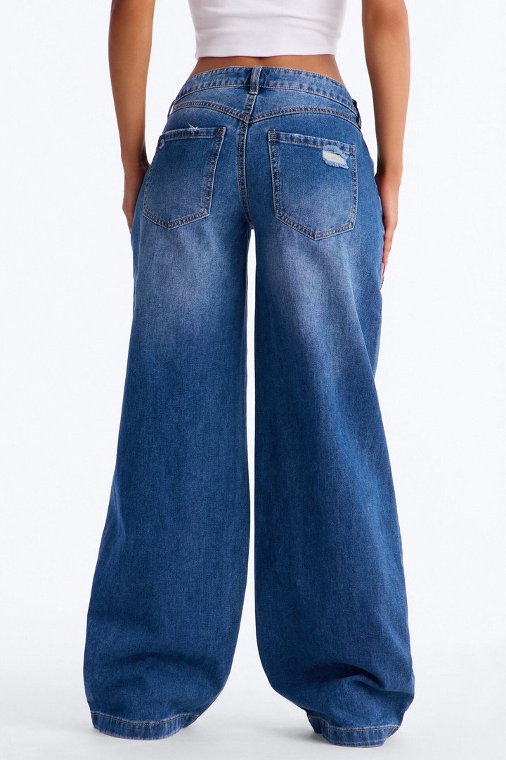 Rubie Non Stretch Wide Leg Jeans - Dark Wash