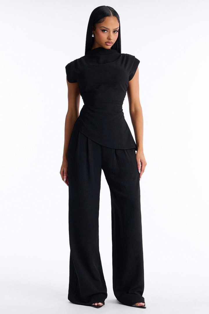 Marissa Ruched Pant Set - Black