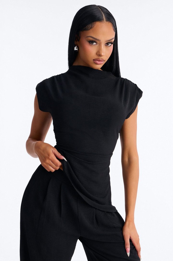 Marissa Ruched Pant Set - Black