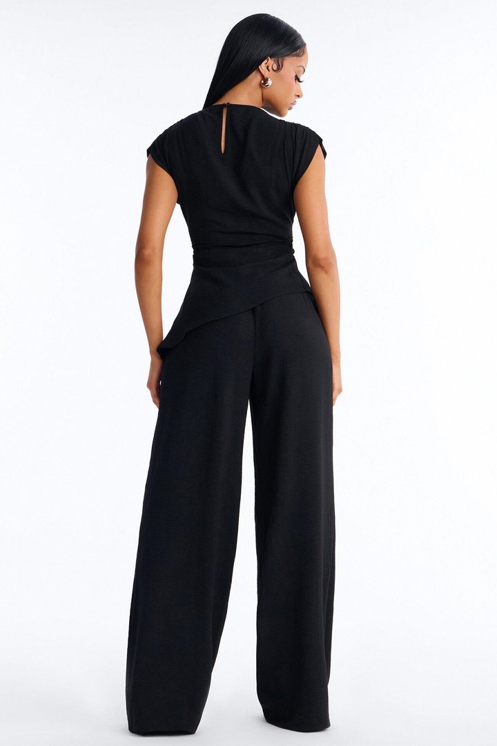 Marissa Ruched Pant Set - Black
