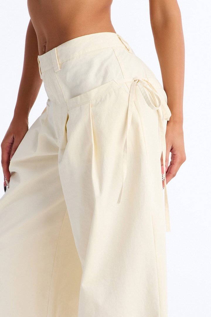 Tessa Twill Wide Leg Pant 32″ - Ivory