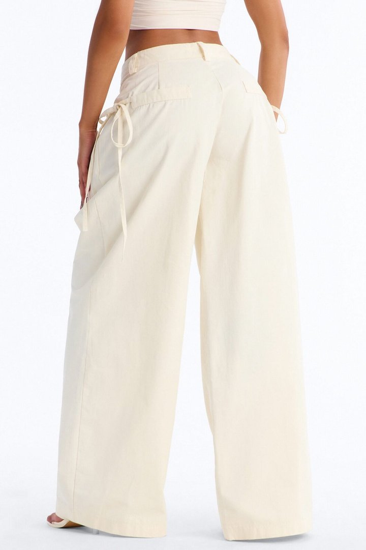 Tessa Twill Wide Leg Pant 32″ - Ivory
