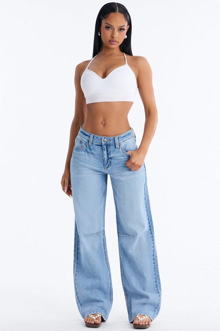 Solita Low Rise Slim Barrel Leg Jeans - Light Wash