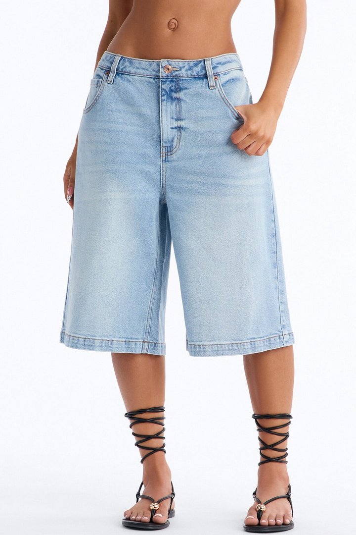 Dream Destination Denim Jorts - Light Wash