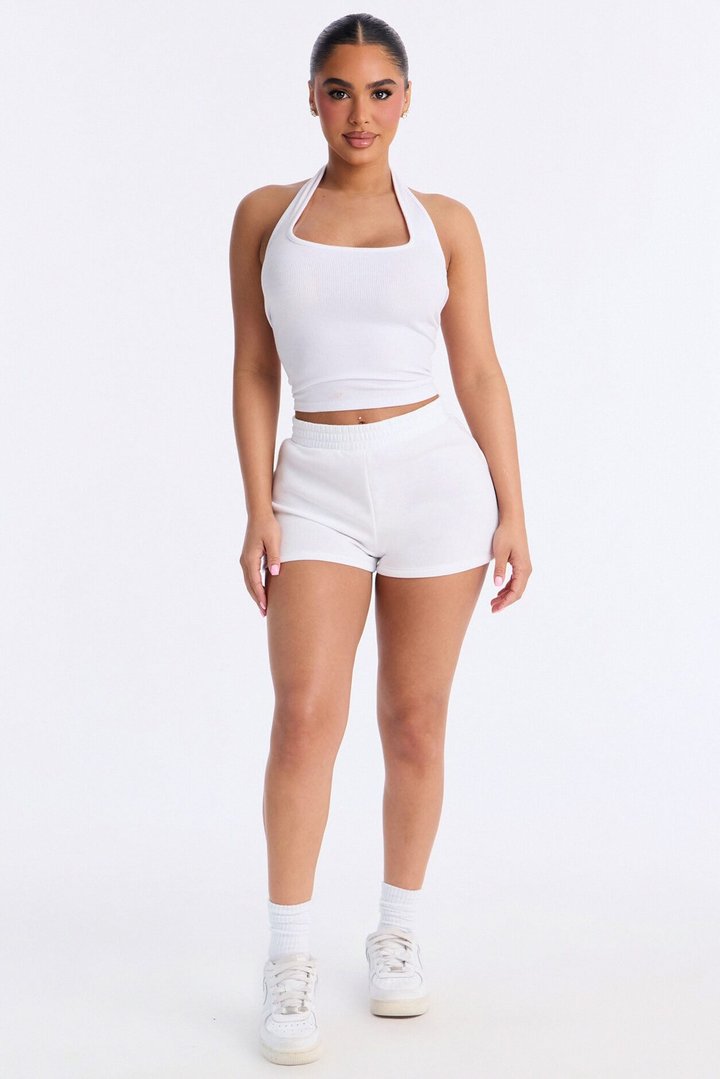 Jessica Fleece Lounge Micro Sweatshort - White