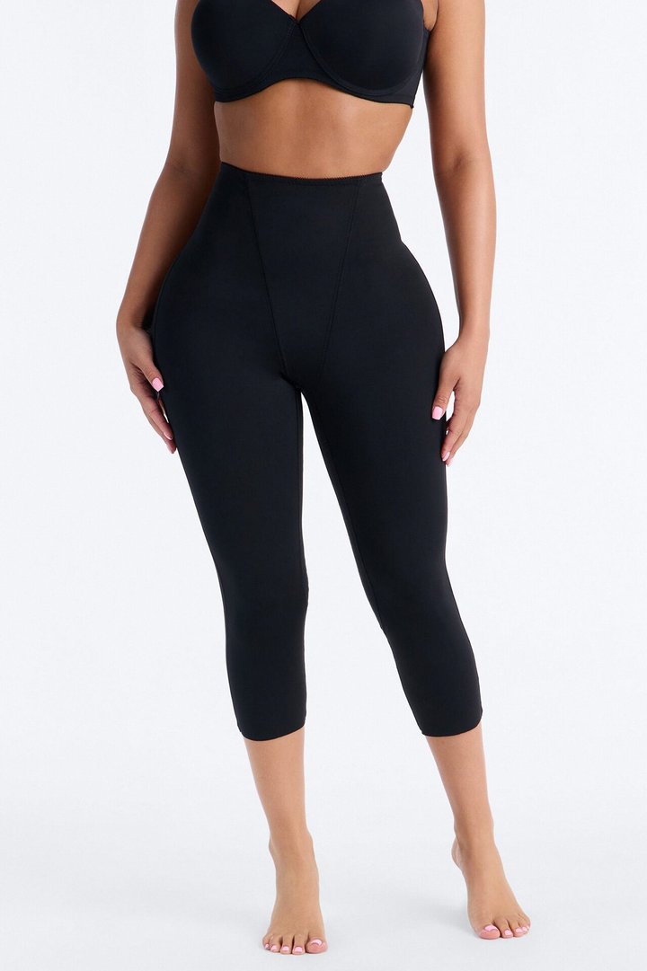 Mid Compression Shapewear Capri Pant - Black