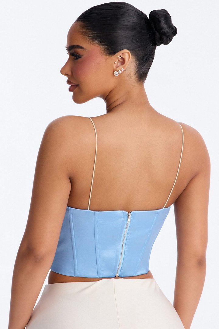 Soulmate Stuff Contrast Satin Corset - Blue/combo