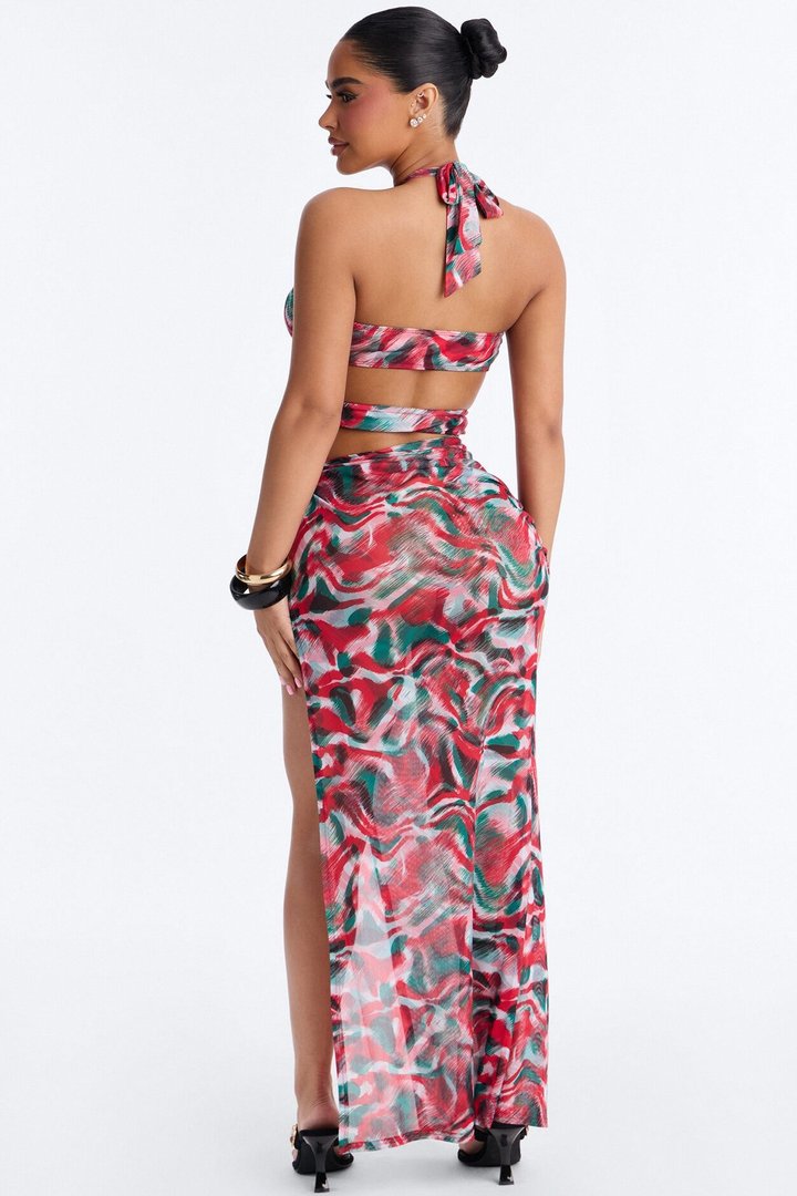 In Her Era Cut Out Maxi Dress - Red/combo