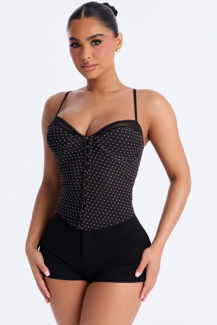 Love Spot Polka Dot Mesh Cami - Black/combo