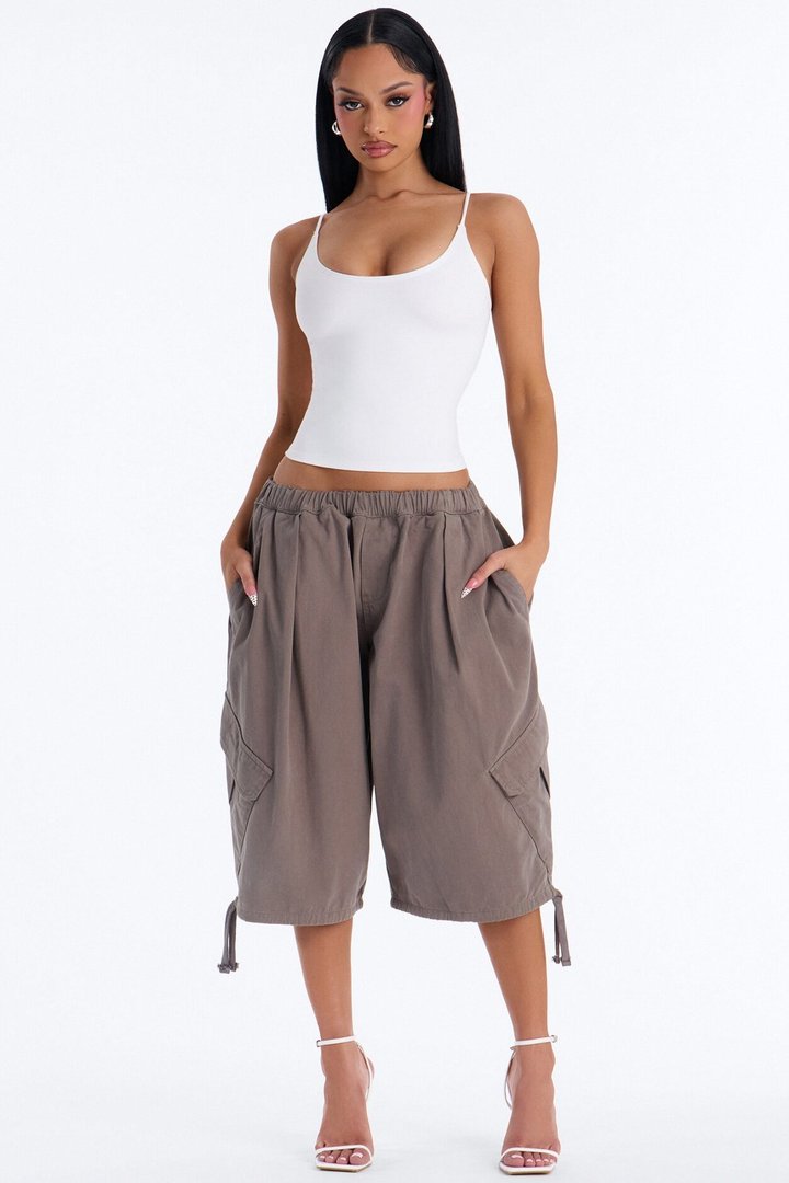 Carter Twill Cargo Bubble Hem Bermuda Short - Charcoal