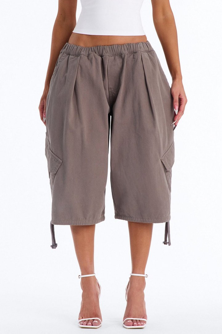 Carter Twill Cargo Bubble Hem Bermuda Short - Charcoal