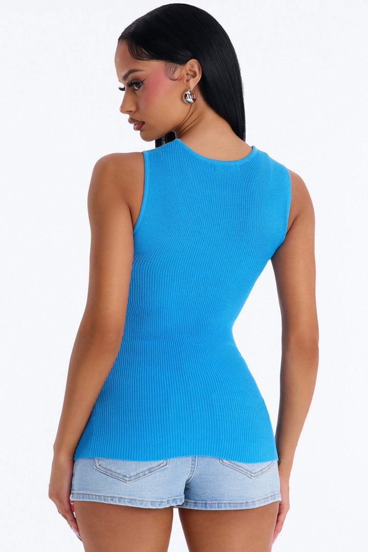 Just Enough Sweater Tank Top - Blue
