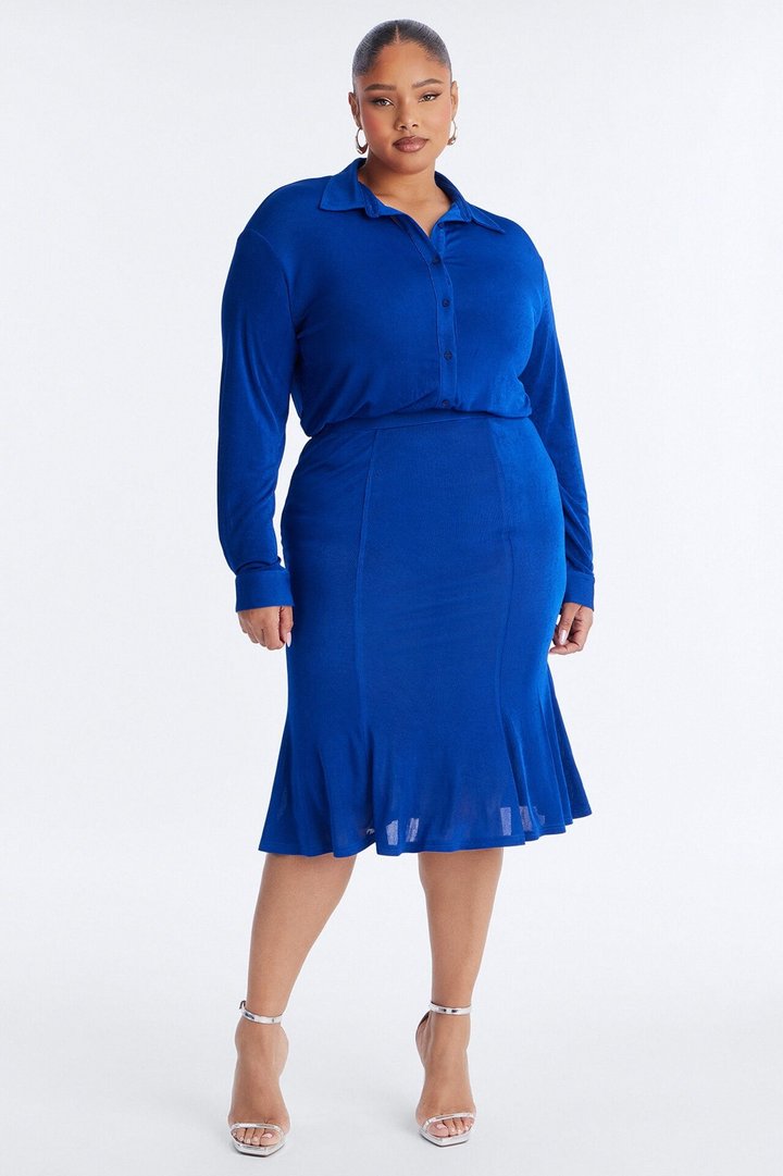 Jemma Slinky Midi Dress - Blue
