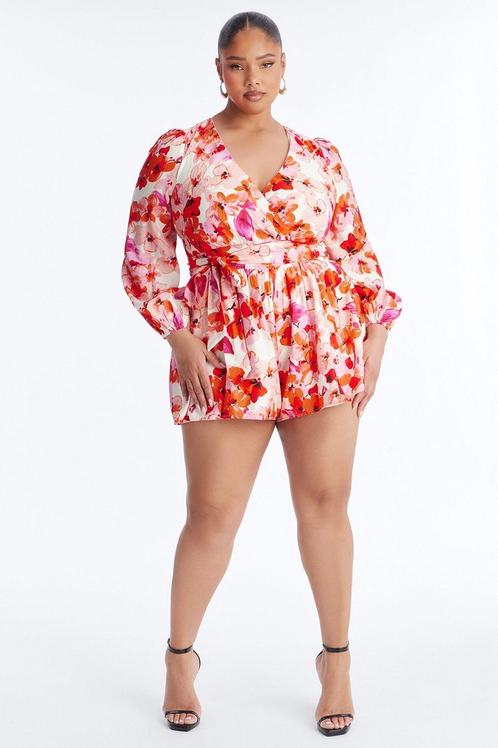 Fia Floral Ruffle Romper - Pink