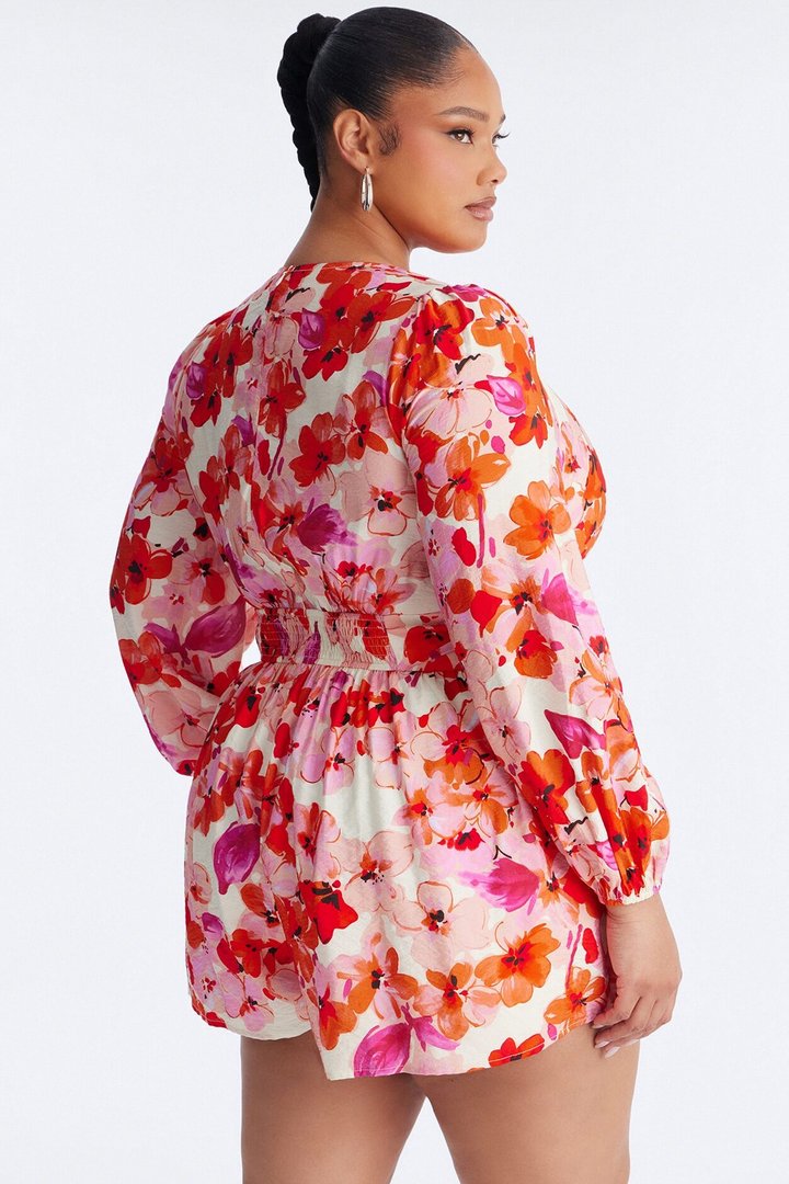 Fia Floral Ruffle Romper - Pink