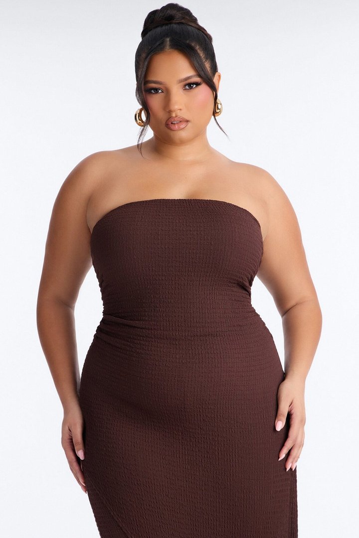 Ari Asymmetrical Strapless Jumpsuit - Chocolate