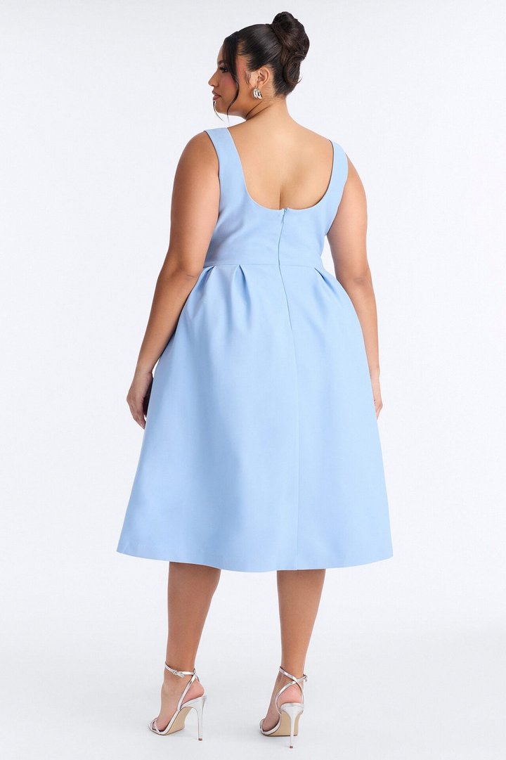 Anika Pleated Midi Dress - Blue
