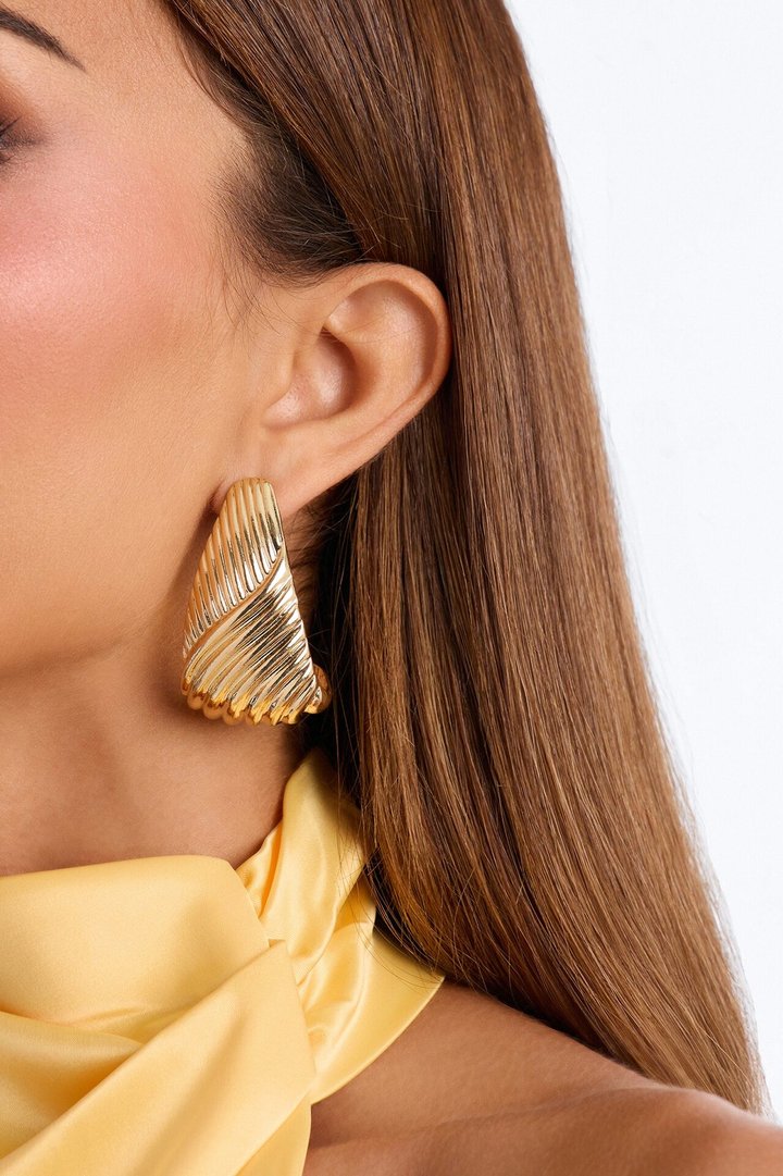 Berlin Textured Drop Earrings - Gold