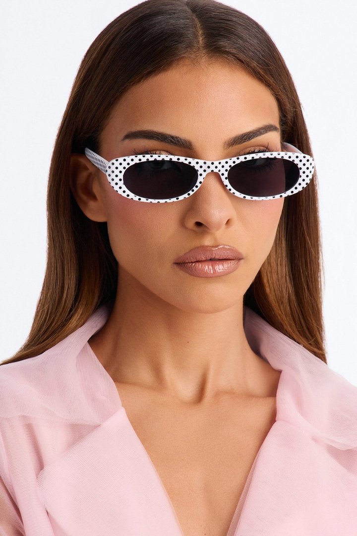 Huda Cat Eye Sunglasses - White/Black