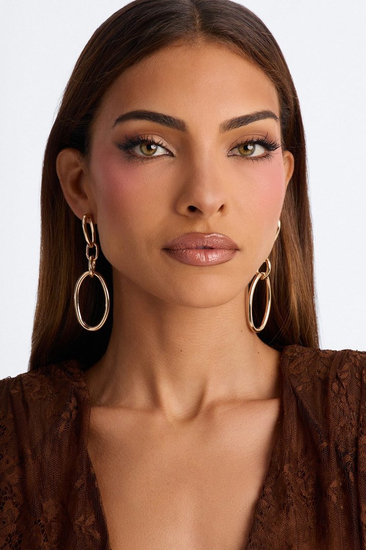 Chained Me Hardware Drop Earrings - Gold