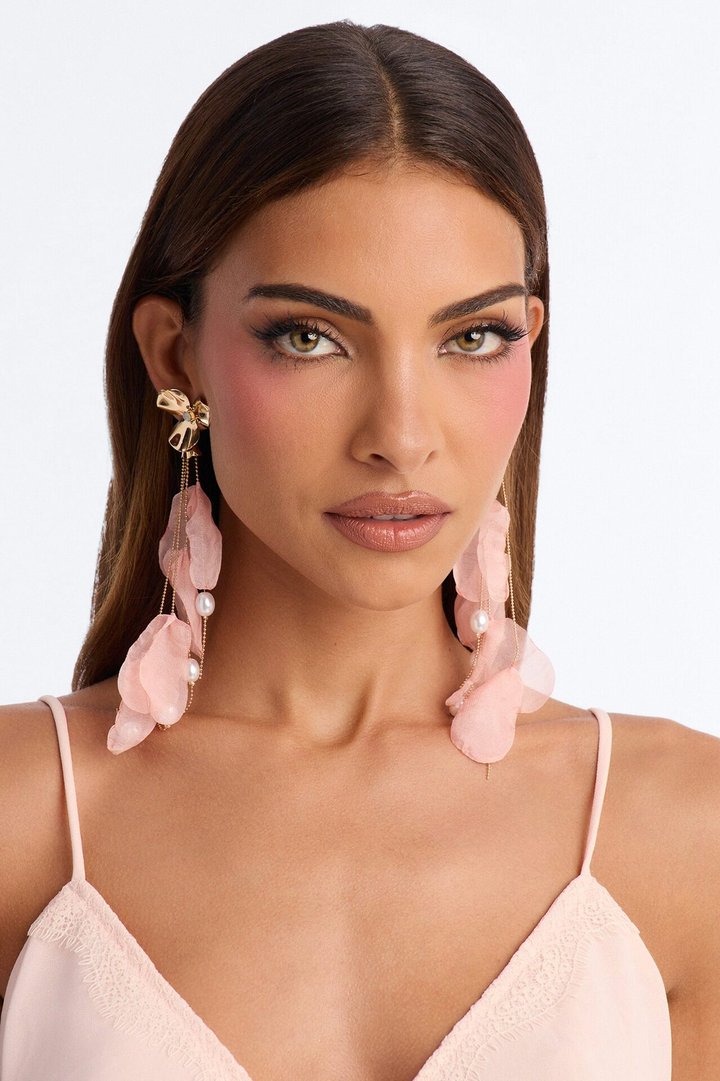 Spring Fever Drop Earrings - Gold/Pink