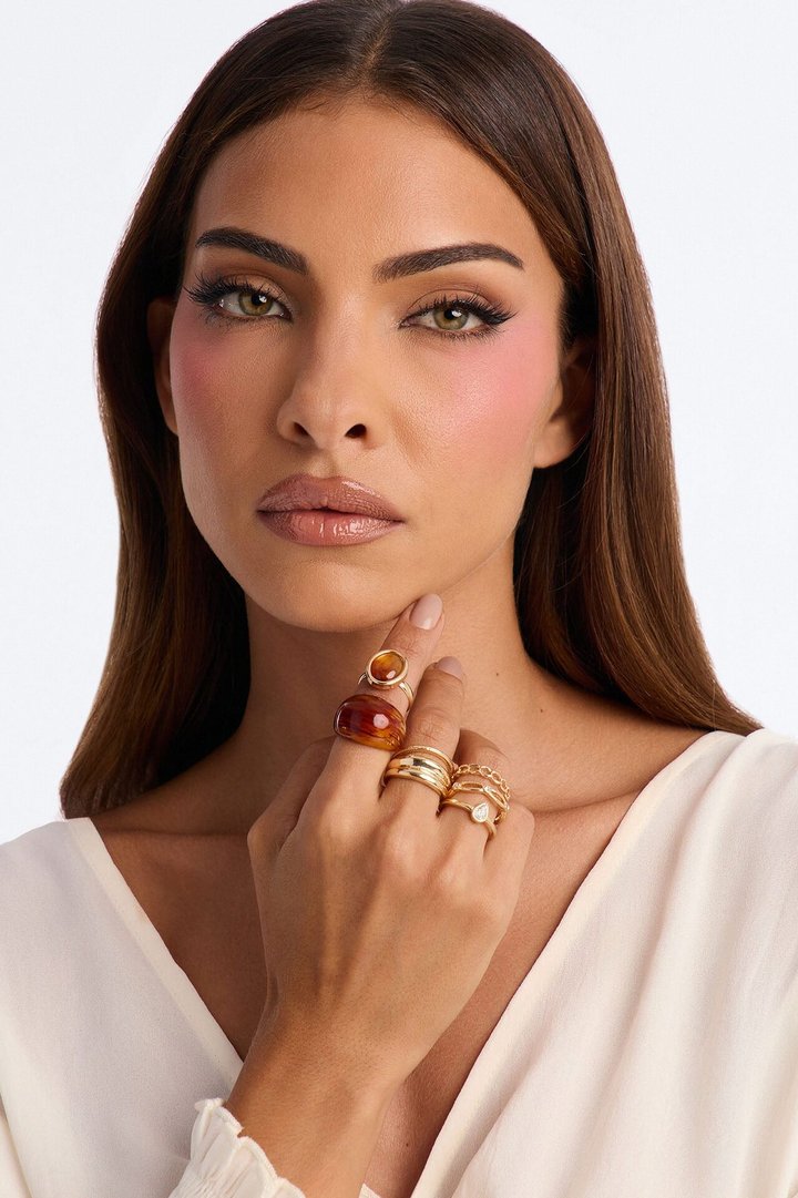 Paradise Dream 8 Piece Ring Set - Gold/Brown