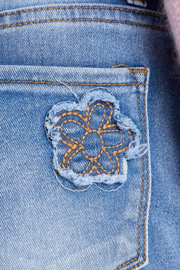 Mini Flower Field Floral Bootcut Jeans - Medium Wash