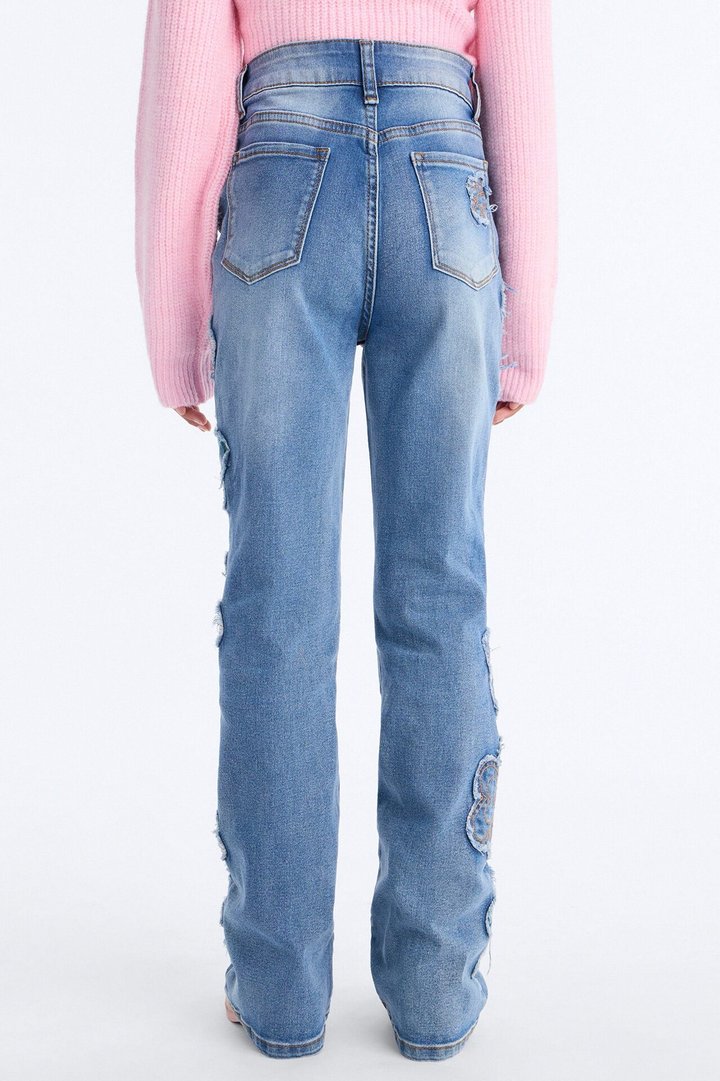 Mini Flower Field Floral Bootcut Jeans - Medium Wash