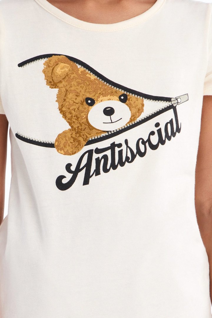 Mini Feeling Antisocial Pant Set - Cream/combo