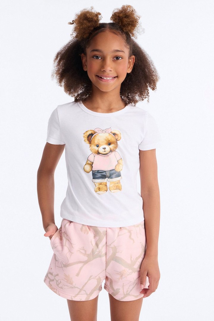 Mini Sassy But Soft Short Set - White/Pink