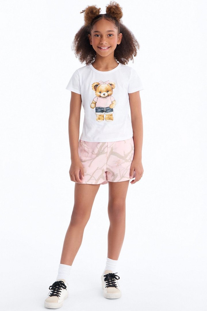 Mini Sassy But Soft Short Set - White/Pink