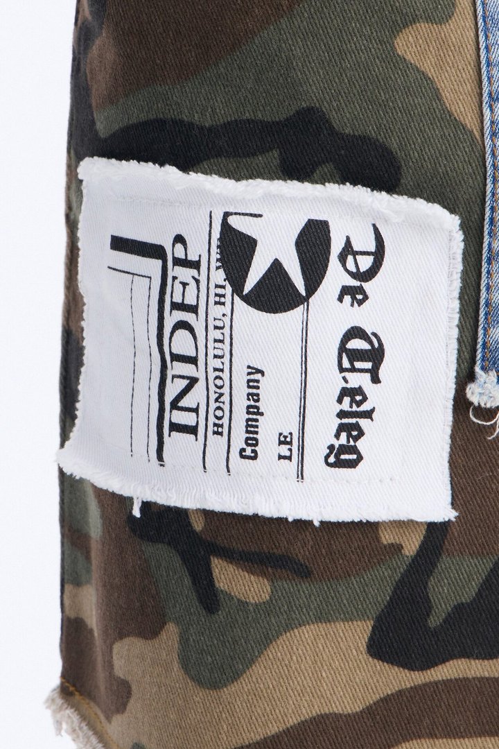 Mini Look At Me Camo Denim Skirt - Medium Wash
