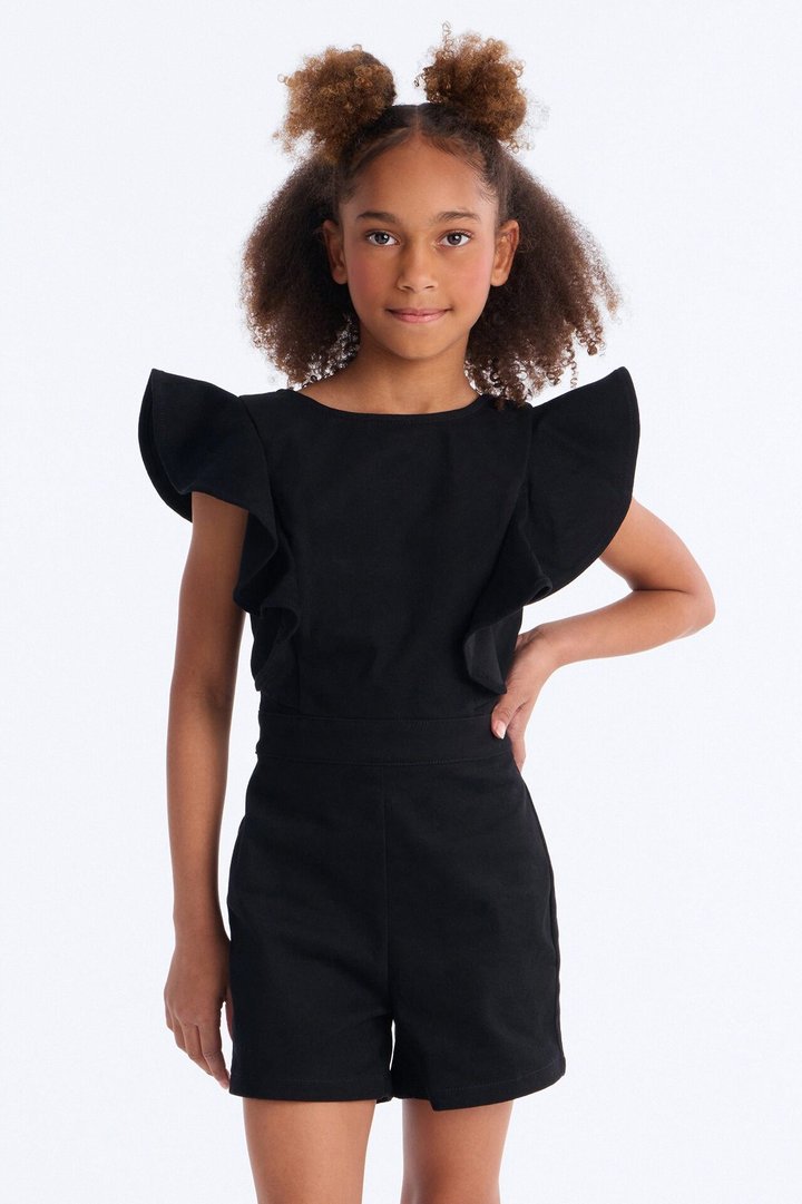 Mini Janis Denim Romper - Black