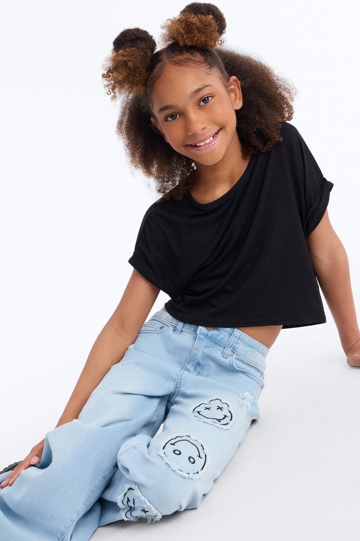 Mini Smiling At You Wide Leg Jeans - Light Wash