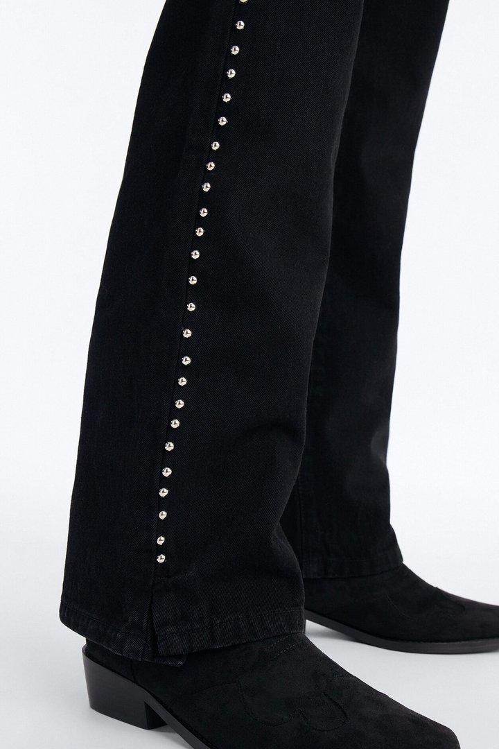 Stacked Slim Flare Iron Outlaw Slit Jean - Black