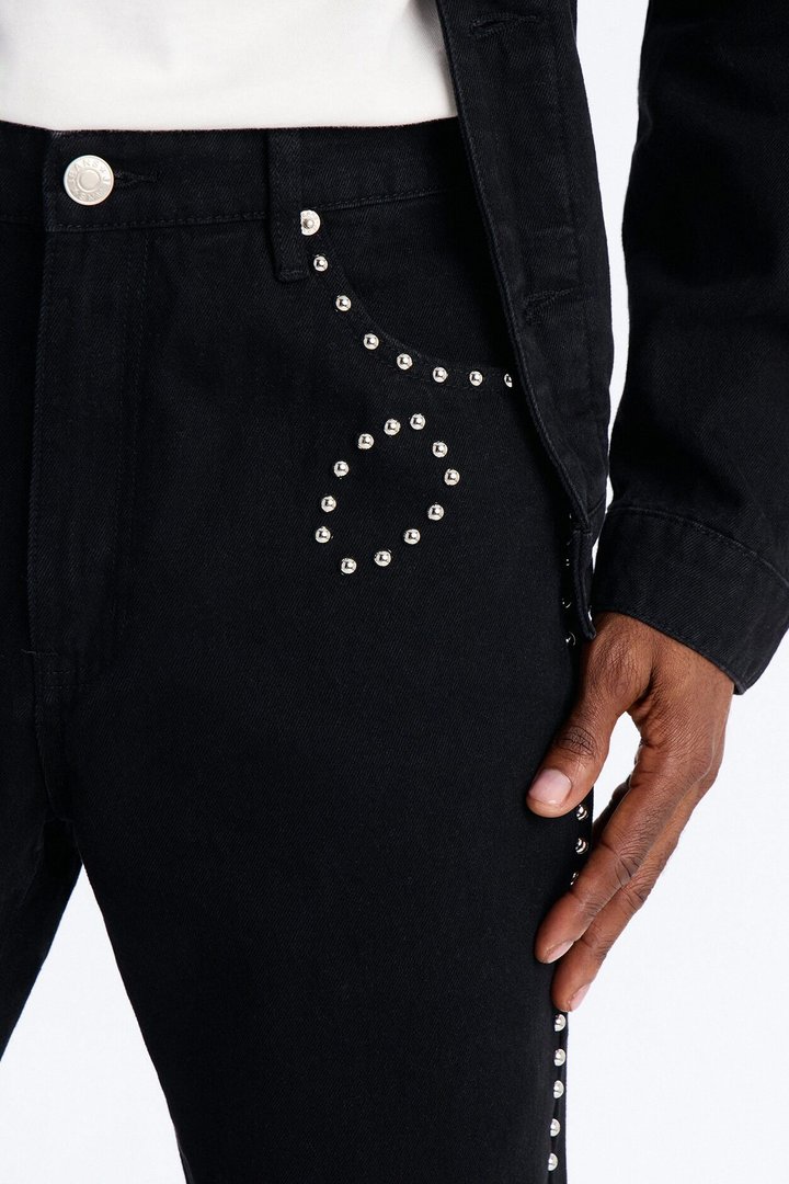 Stacked Slim Flare Iron Outlaw Slit Jean - Black