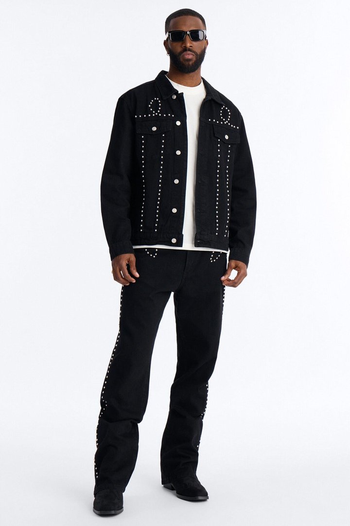 Iron Outlaw Denim Trucker Jacket - Black